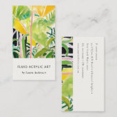 Carte De Visite Boho Chic Vert Feuillage Tropical Botanique (Devant / Derrière)