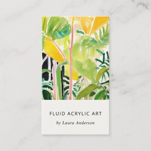 Carte De Visite Boho Chic Vert Feuillage Tropical Botanique (Devant)
