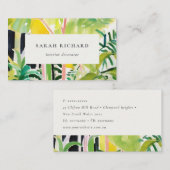 Carte De Visite Boho Chic Vert Feuillage Tropical Botanique (Devant / Derrière)