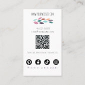 Carte De Visite Boho Chic Violet Mariée Coiffure aquarelle QR (Dos)