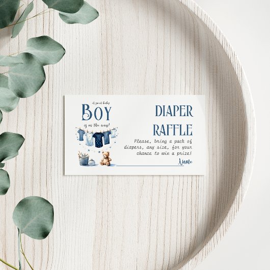Carte De Visite Boho Clothesline Blue Boy Baby shower Diaper
