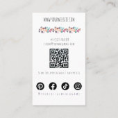 Carte De Visite Boho Coiffeur Mariage Floral Romantique QR (Dos)