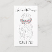 Carte De Visite Boho Coiffeur Mariage Floral Romantique QR (Devant)