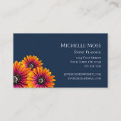 Carte De Visite Boho Colorful Daisies Botanique Marine Bleu (Devant)
