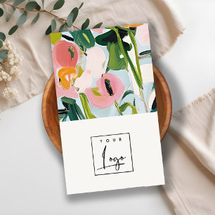 Carte De Visite Boho Colorful rose bleu vert peint logo floral