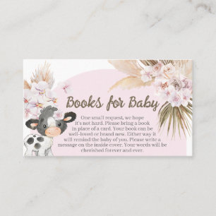 Carte De Visite Boho Cow Baby shower Livres pour bébé