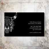 Carte De Visite Boho Cow Skull noir et blanc Bohême