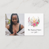 Carte De Visite Boho Crescent Lune Cristaux Plumes Fleurs Photo (Devant)