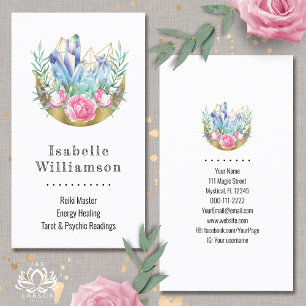 Carte De Visite Boho Crescent Lune Crystal Cluster Roses Rose rose