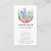 Carte De Visite Boho Crescent Moon Crystal Cluster Roses Rose (Dos)