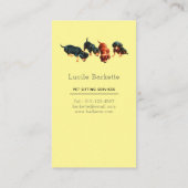 Carte De Visite Boho Cute Dachshund Pet Sitting Wildflowers Yellow (Dos)