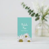 Carte De Visite Boho Daisies Botanical Trendy Turquoise (Debout devant)