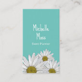 Carte De Visite Boho Daisies Botanical Trendy Turquoise (Devant)