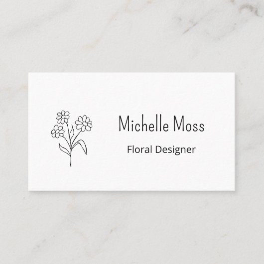 Carte De Visite Boho Daisy QR code Simple Floral Designer (Devant)