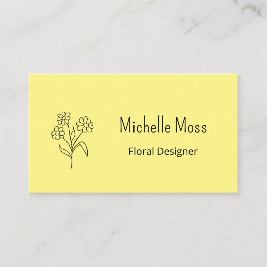Carte De Visite Boho Daisy QR code Yellow Floral Designer (Devant)