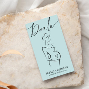 Carte De Visite Boho Dame Enceinte Ligne Art Doula Sage-Femme QRCO