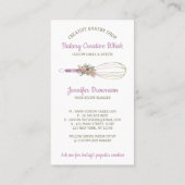 Carte De Visite Boho de pâtisserie du logo Baker Whisk (Dos)