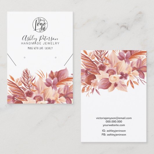 Carte De Visite Boho désert logo floral bijoux collier d'oreille (Devant / Derrière)