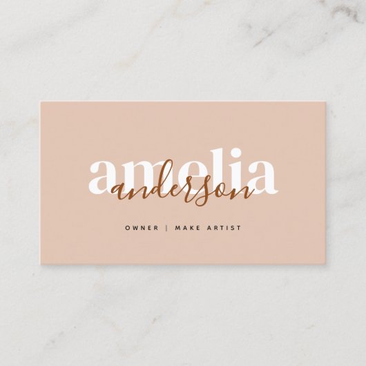 Carte De Visite Boho Desert Rose Beige Script QR Code (Devant)