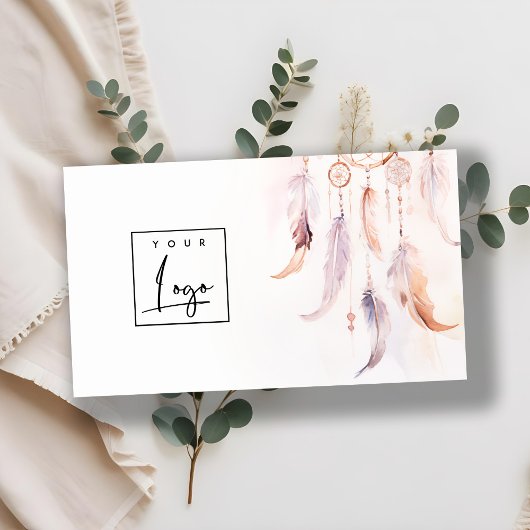 Carte De Visite Boho Dreamcatcher Aquarelle Lilac Blush Logo