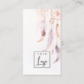Carte De Visite Boho Dreamcatcher Aquarelle Lilac Blush Logo (Devant)