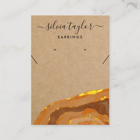 Carte De Visite Boho Earth Tones Calligraphie Bijoux Display (Devant)