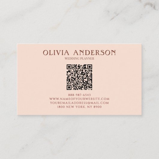 Carte De Visite Boho Earthy Bird QR Code Logo Unique Terracotta (Dos)
