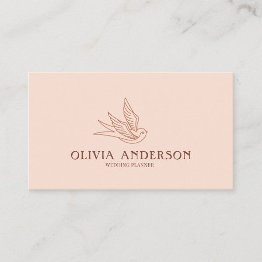 Carte De Visite Boho Earthy Bird QR Code Logo Unique Terracotta (Devant)