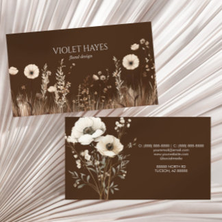 Carte De Visite Boho Elegant Fleur sauvage Fleur sauvage Personnal