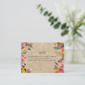 Carte De Visite Boho Feathers Flèches Fleurs Mariage rustique (Debout devant)