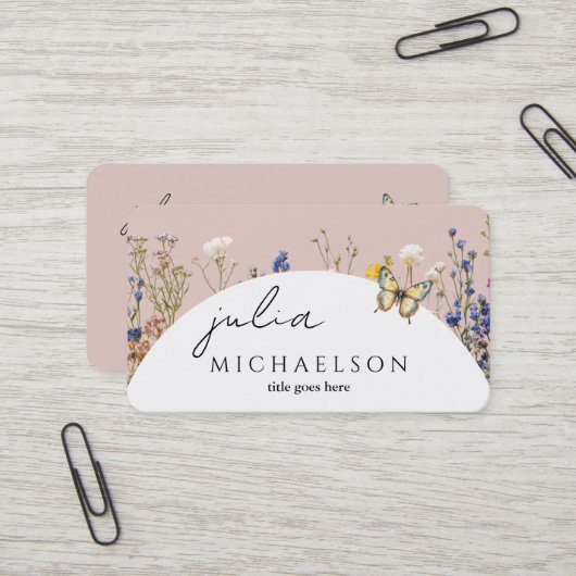 Carte De Visite Boho Fleur Moderne (Devant/Arrière en situation)