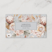 Carte De Visite Boho Fleur sauvage Cream Terracotta Gris Professio (Devant)