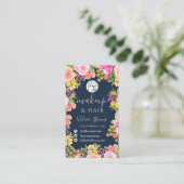 Carte De Visite Boho fleur sauvage jardin aquarelle maquillage che (Debout devant)