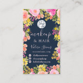 Carte De Visite Boho fleur sauvage jardin aquarelle maquillage che (Devant)