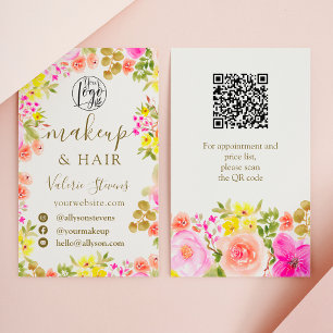 Carte De Visite Boho fleur sauvage jardin aquarelle maquillage che