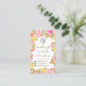 Carte De Visite Boho fleur sauvage jardin aquarelle maquillage che (Debout devant)