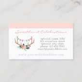 Carte De Visite Boho Floral Antlers & Shabby Rose Party Bund (Dos)