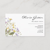 Carte de visite boho, floral aquarelle féminin (Dos)