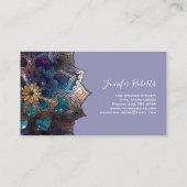 Carte De Visite Boho Floral Bleu Or Mandala Chic Violet (Dos)