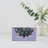 Carte De Visite Boho Floral Bleu Or Mandala Chic Violet (Debout devant)