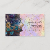 Carte De Visite Boho Floral Blue Gold Mandala Chic Pastel Parties  (Dos)
