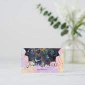 Carte De Visite Boho Floral Blue Gold Mandala Chic Pastel Parties  (Debout devant)