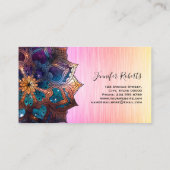Carte De Visite Boho Floral Blue Gold Mandala Yoga Instructeur (Dos)