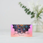 Carte De Visite Boho Floral Blue Gold Mandala Yoga Instructeur (Debout devant)