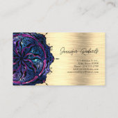 Carte De Visite Boho Floral Blue Mandala Chic Yoga Instructeur Gol (Dos)