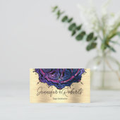 Carte De Visite Boho Floral Blue Mandala Chic Yoga Instructeur Gol (Debout devant)