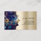 Carte De Visite Boho Floral Blue Mandala Chic Yoga Instructeur Gol (Dos)