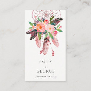 CARTE DE VISITE BOHO FLORAL BLUSH DREAM CATCHER DÉTAILS MARIAGES