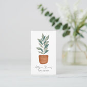 Carte De Visite Boho floral designer maison plante logo qr code (Debout devant)