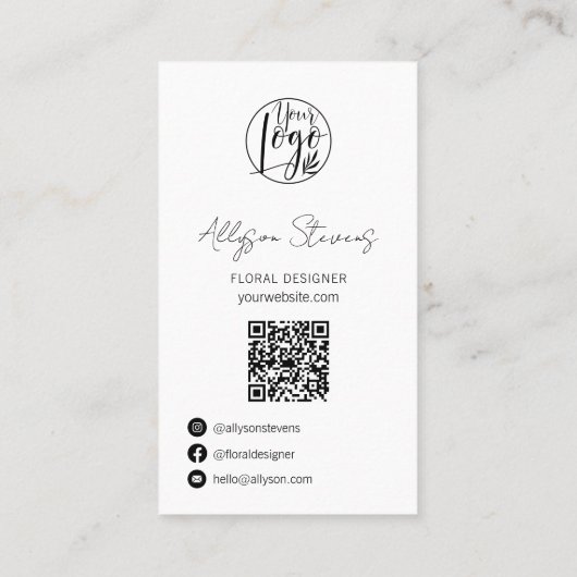 Carte De Visite Boho floral designer maison plante logo qr code (Dos)